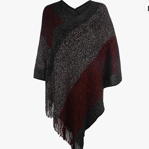 Women's Knitted Shawl Poncho - Picture 1 of 9